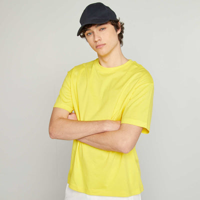 Tee-shirt en maille jersey uni manches courtes JAUNE