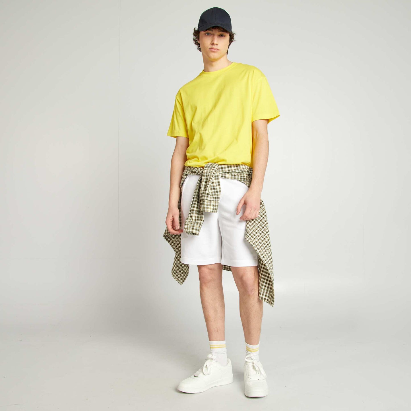 Tee-shirt en maille jersey uni manches courtes JAUNE
