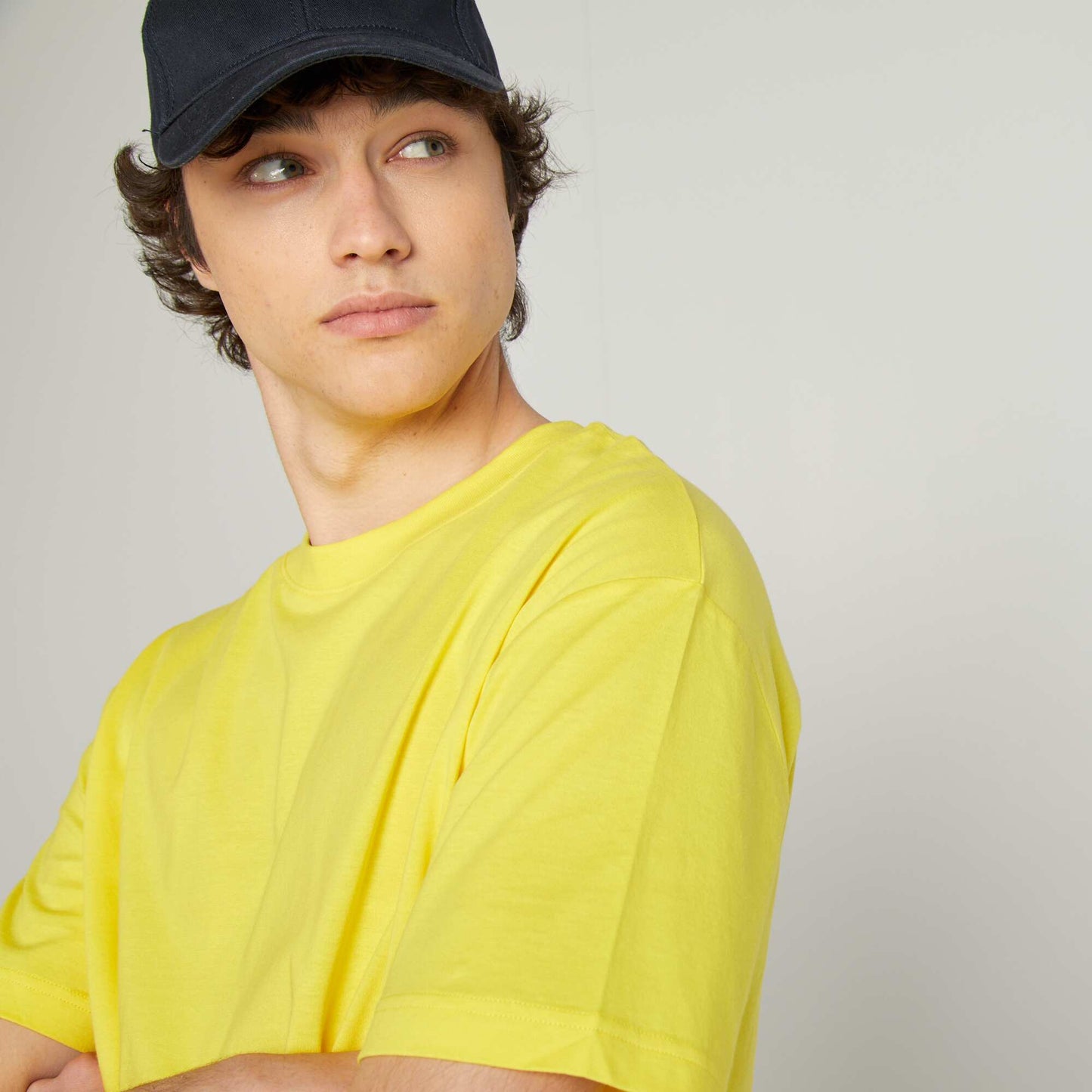 Tee-shirt en maille jersey uni manches courtes JAUNE