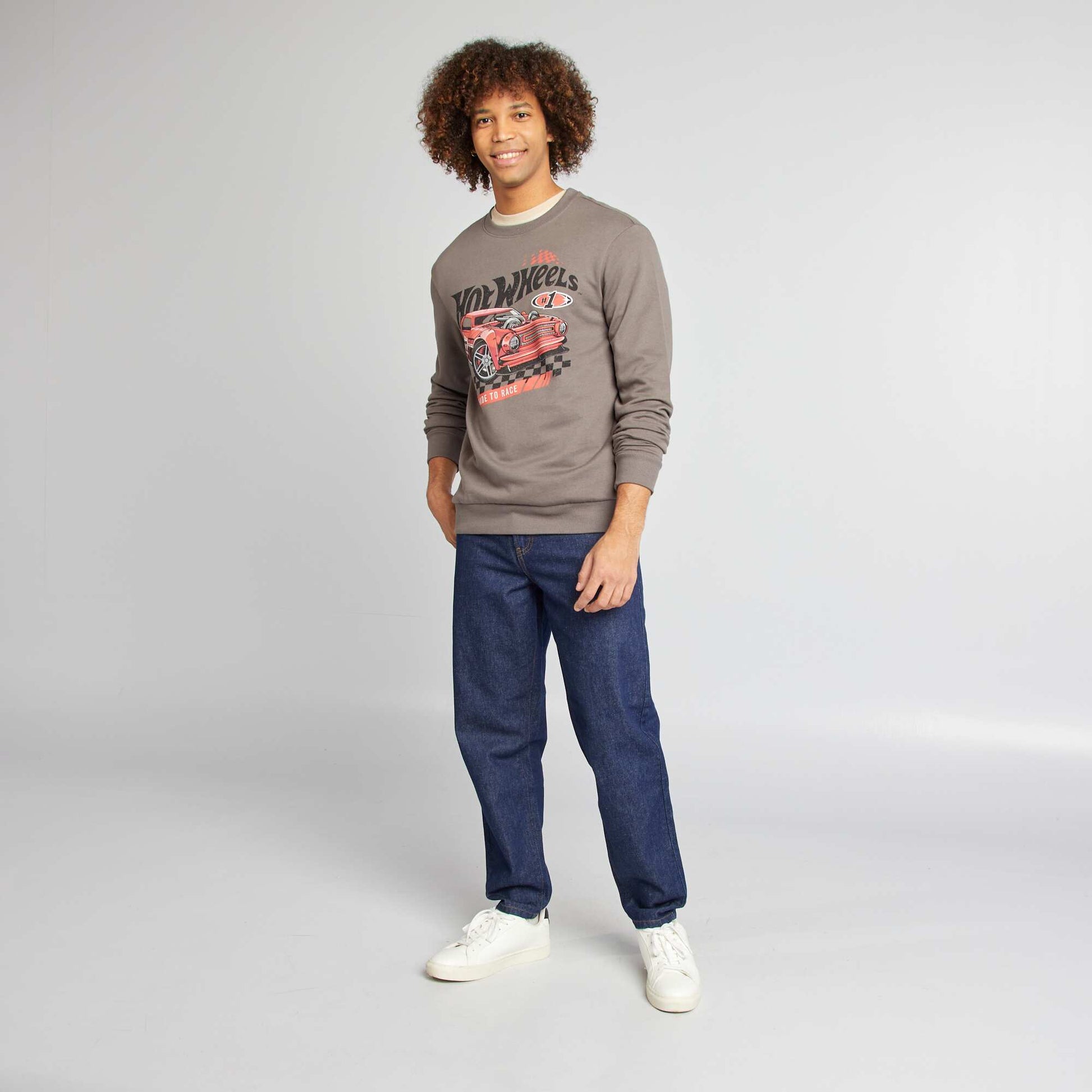 Sweat à col rond 'Hot Wheels' GRIS