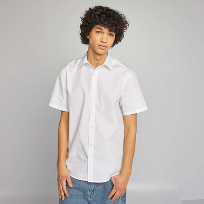 Chemise droite à manches courtes BLANC