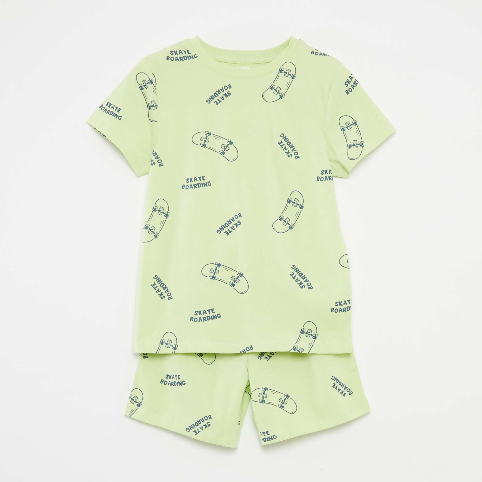 Pyjama court t-shirt + short avec imprimé - 2 pièces VERT