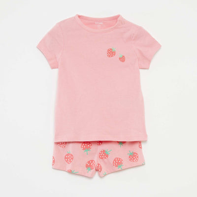Pyjama court t-shirt + short - 2 pièces ROSE