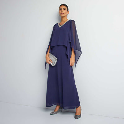 Robe longue avec sequins BLEU