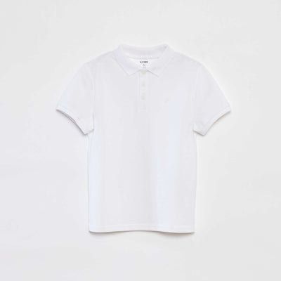 Polo uni en piqué de coton BLANC
