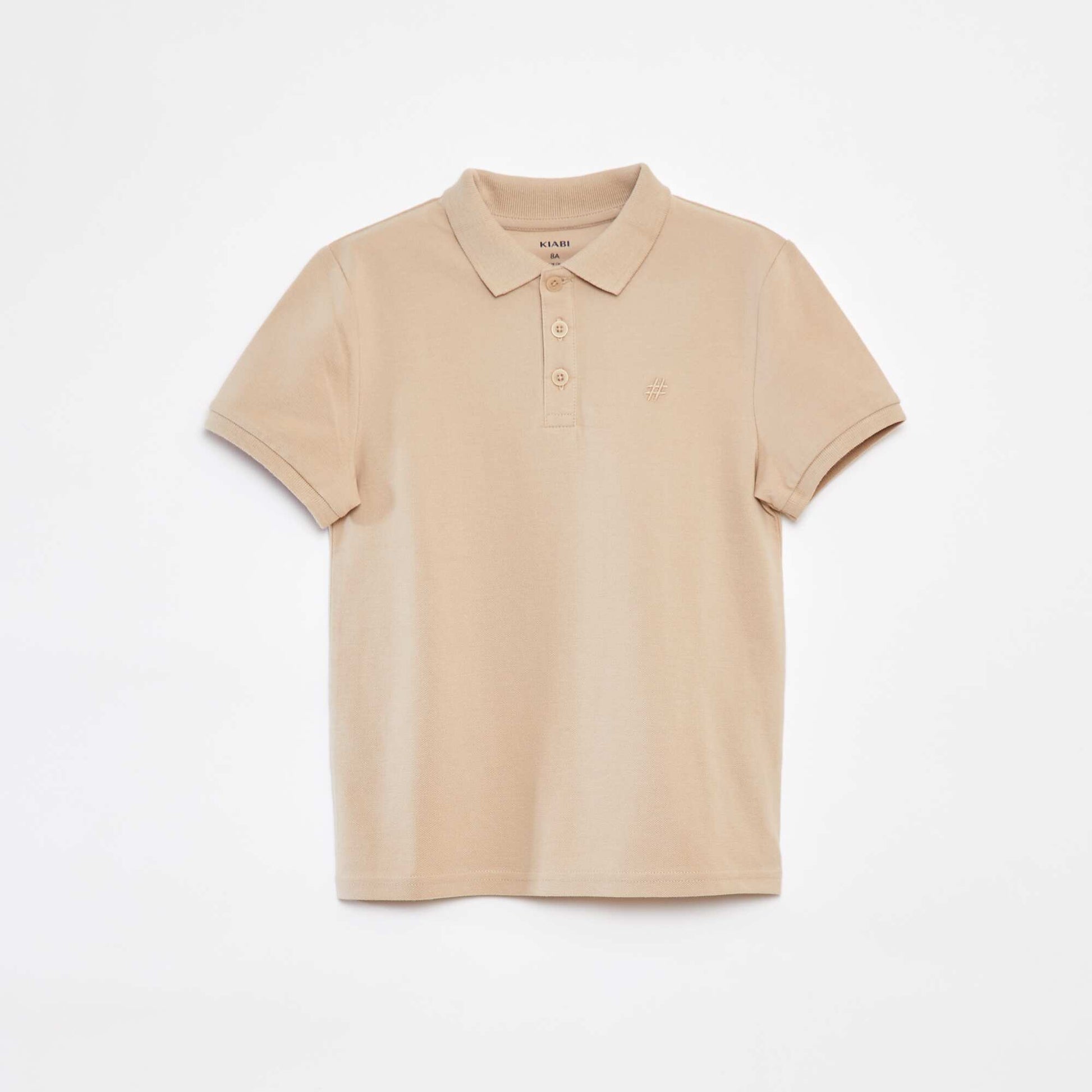 Polo uni en piqué de coton BEIGE