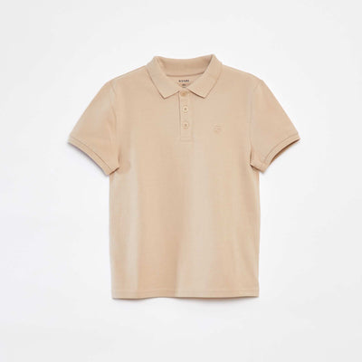 Polo uni en piqué de coton BEIGE