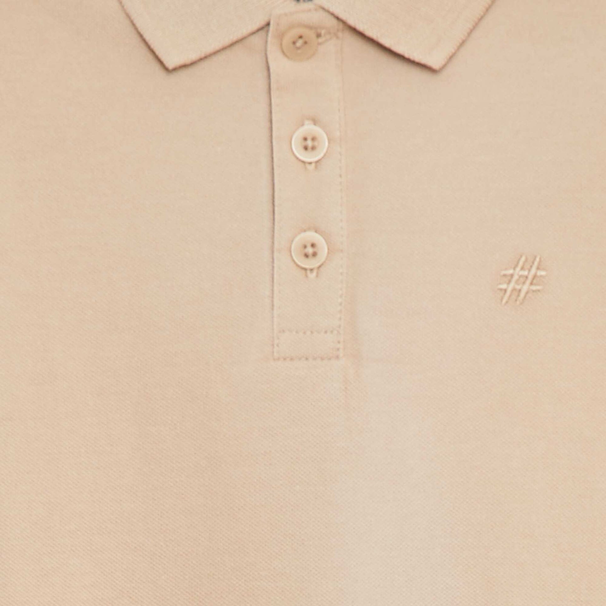 Polo uni en piqué de coton BEIGE
