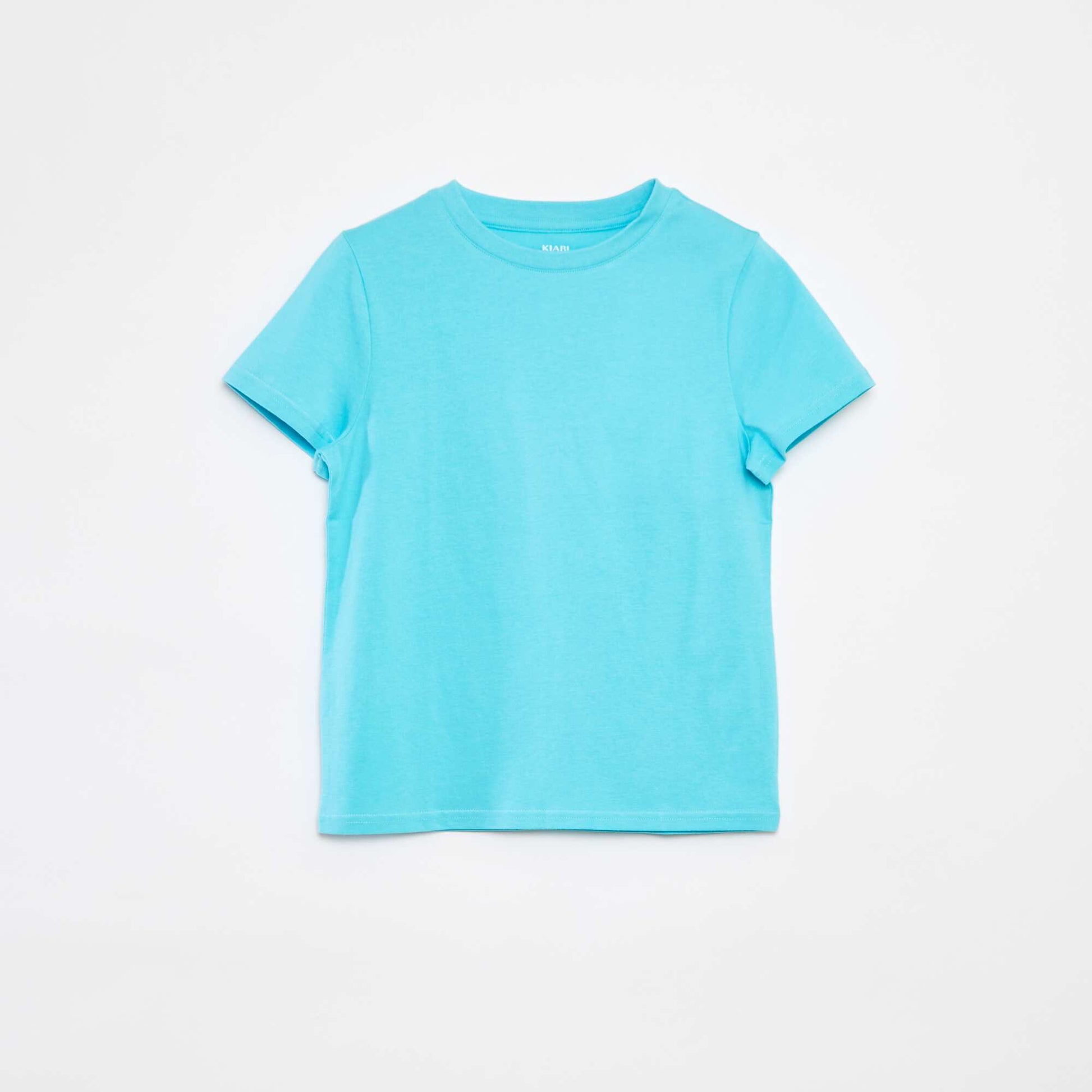 T-shirt uni à manches courtes BLEU