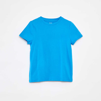 T-shirt uni à manches courtes BLEU