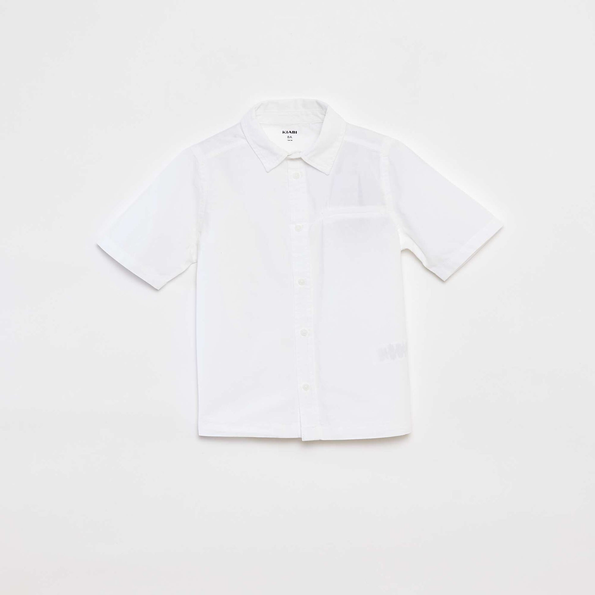 Chemise unie à manches courtes BLANC