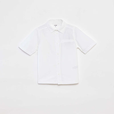 Chemise unie à manches courtes BLANC