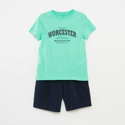 Ensemble t-shirt à manches courtes + short - 2 pièces BLANC