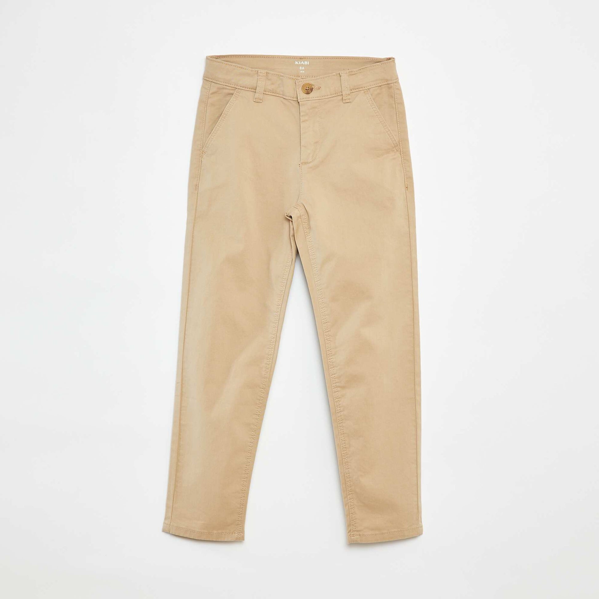 Pantalon chino slim uni BEIGE