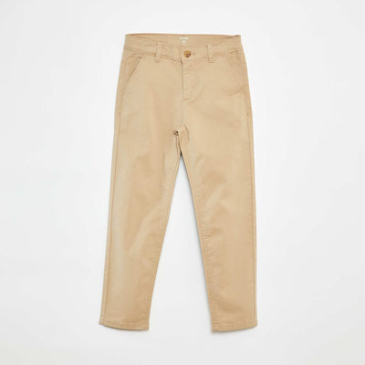 Pantalon chino slim uni BEIGE