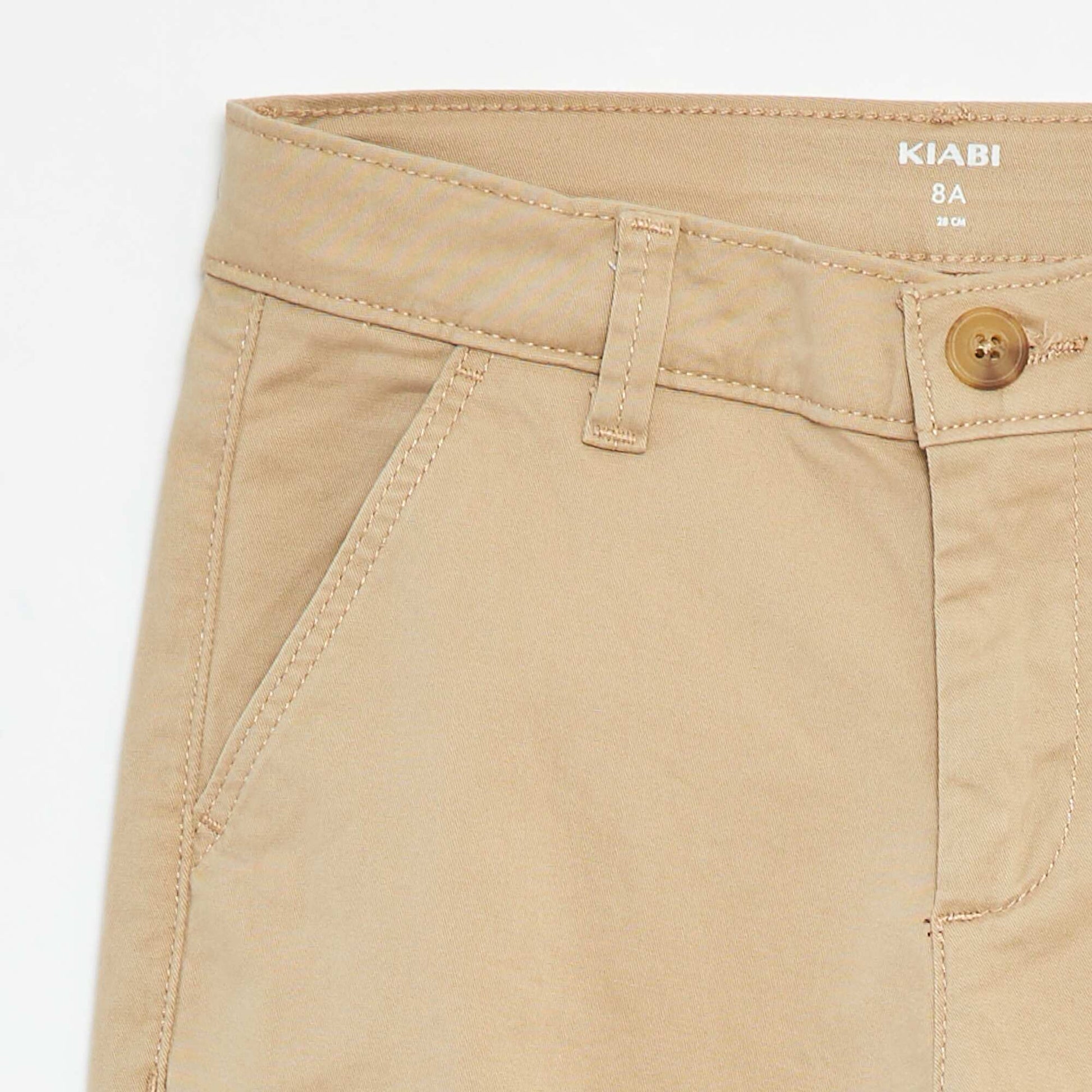 Pantalon chino slim uni BEIGE