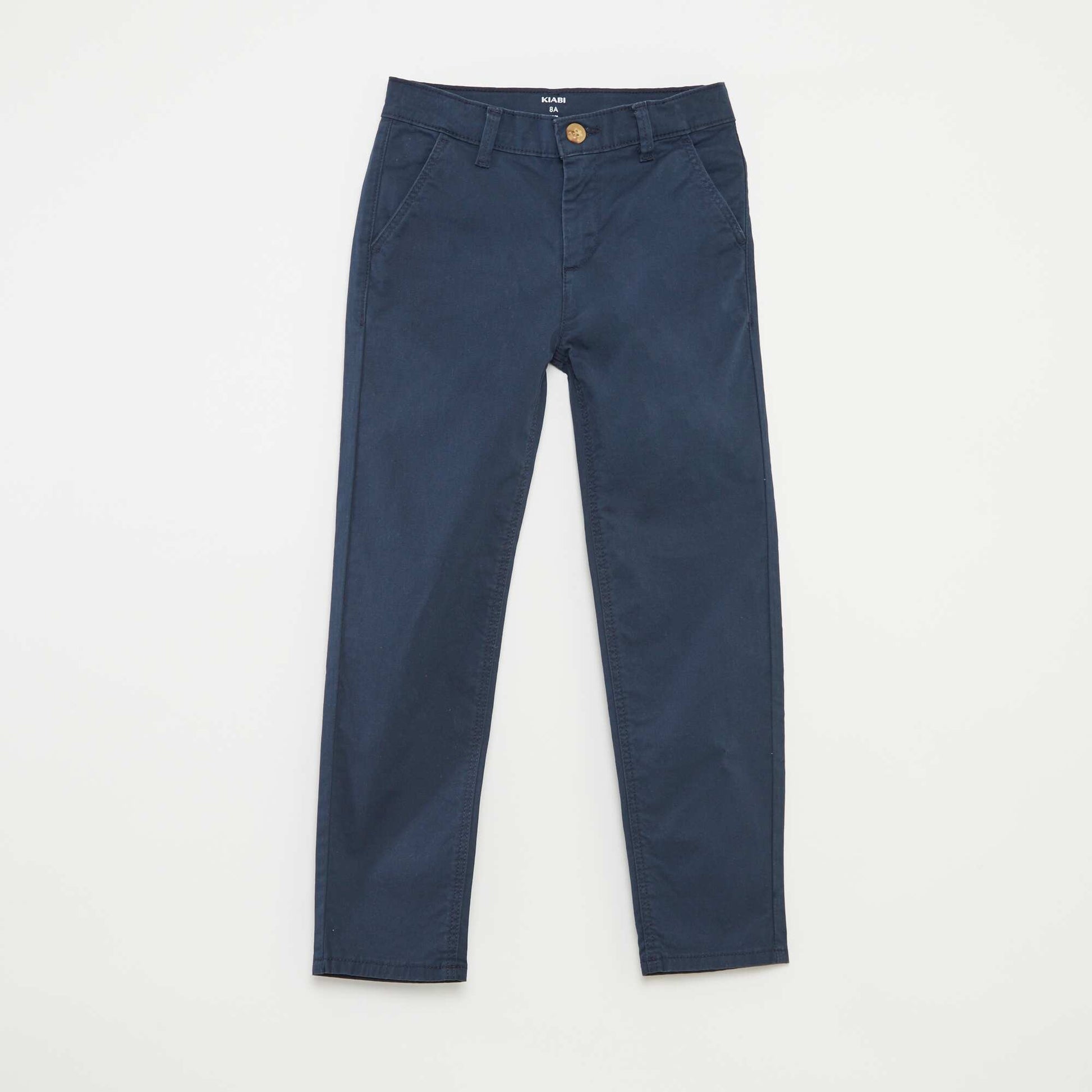 Pantalon chino slim uni BLEU