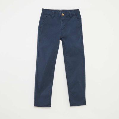 Pantalon chino slim uni BLEU