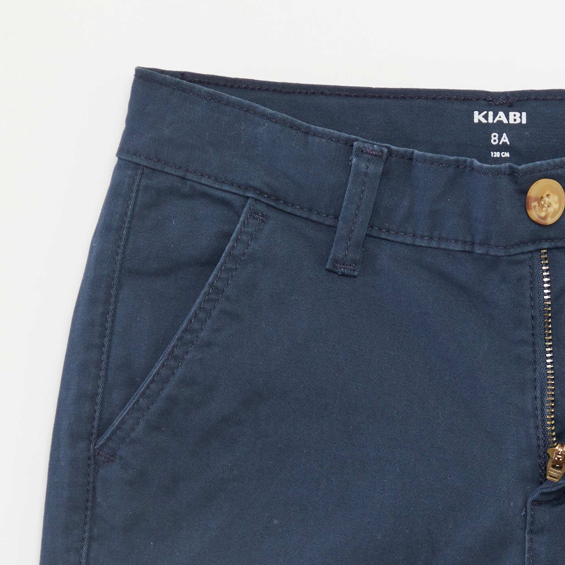 Pantalon chino slim uni BLEU