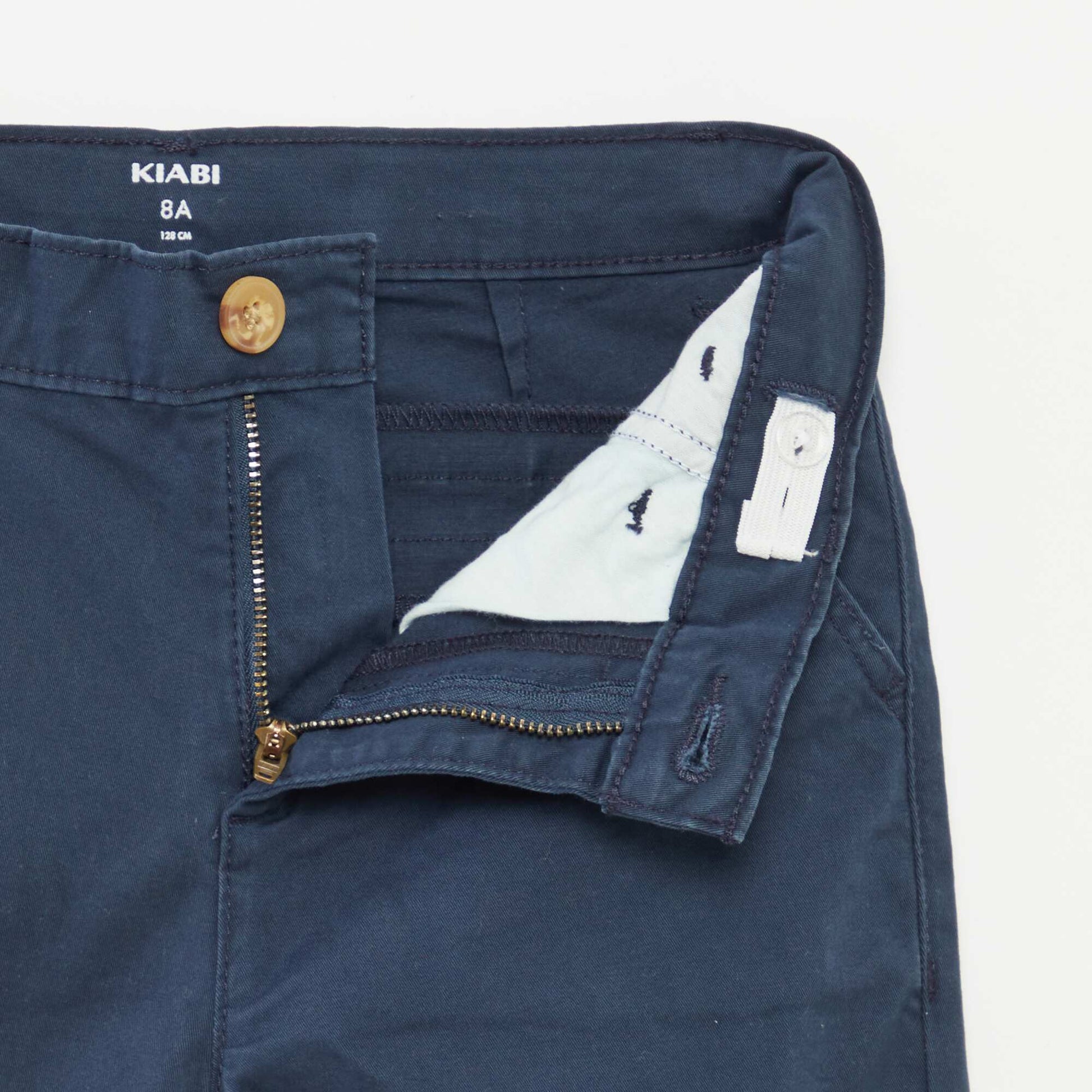 Pantalon chino slim uni BLEU