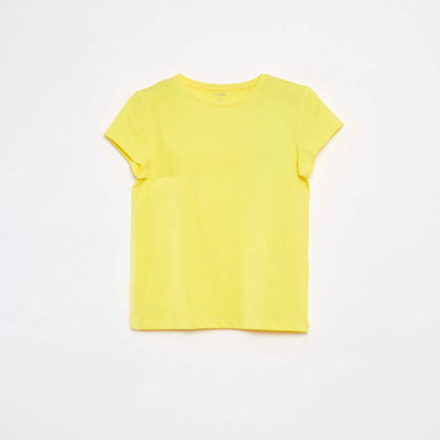 T-shirt en maille jersey manches courtes JAUNE