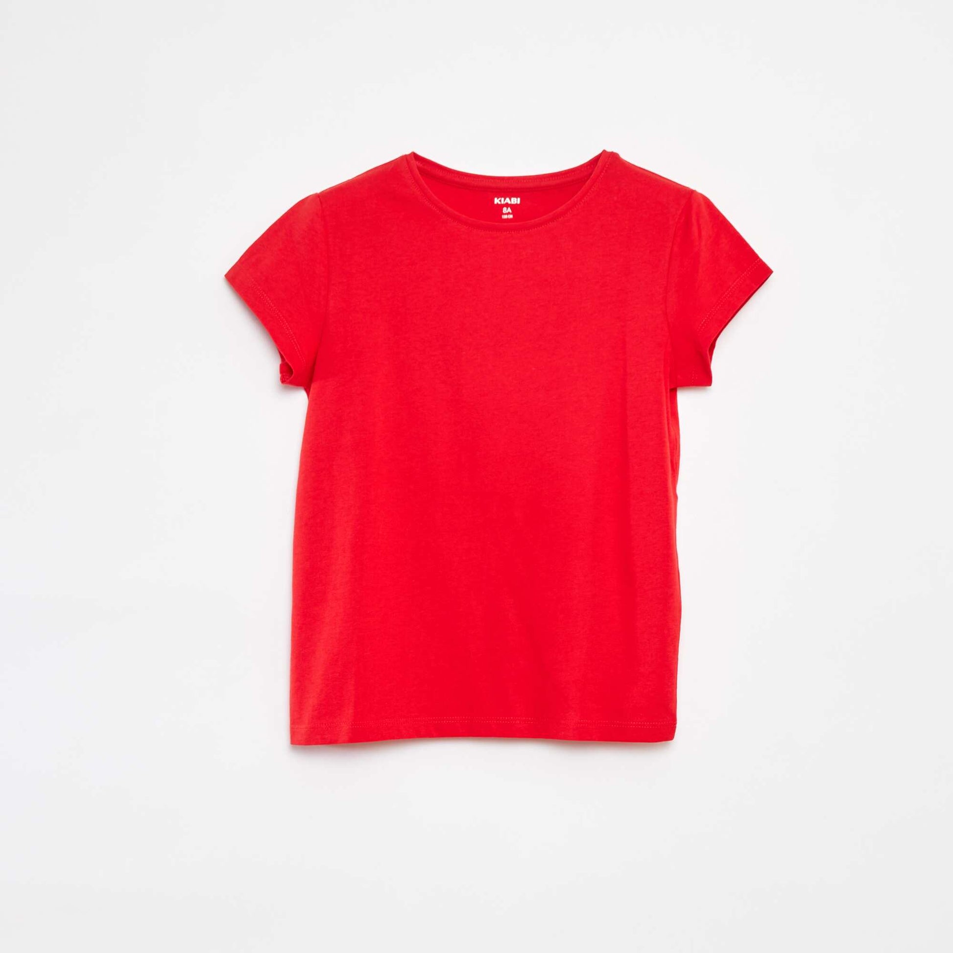T-shirt en maille jersey manches courtes ROUGE
