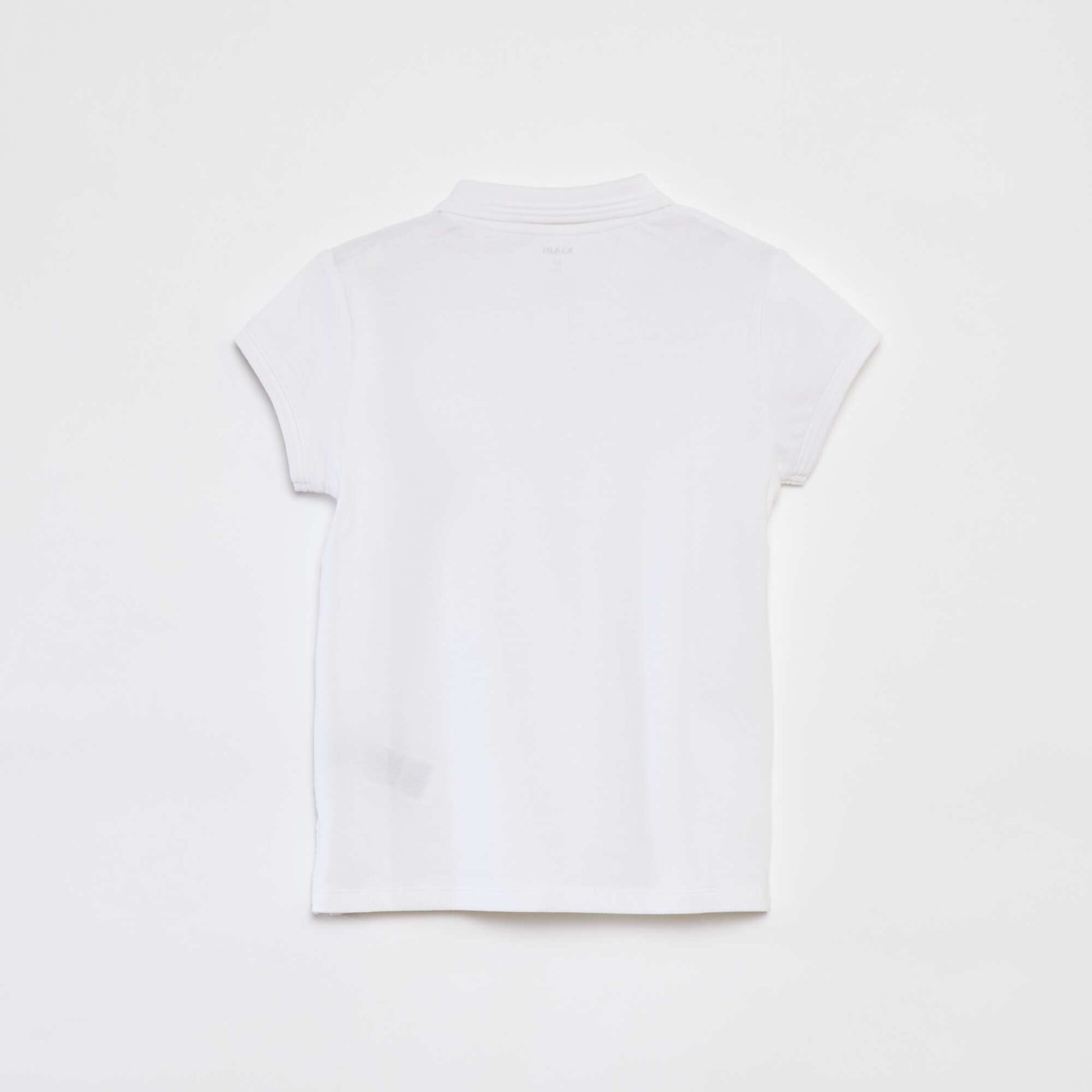 Polo uni en piqué de coton avec manches courtes BLANC