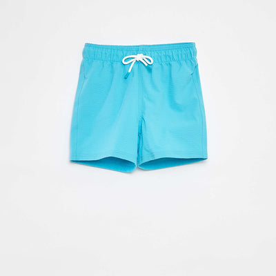 Bermuda de bain uni avec cordons de serrage BLEU
