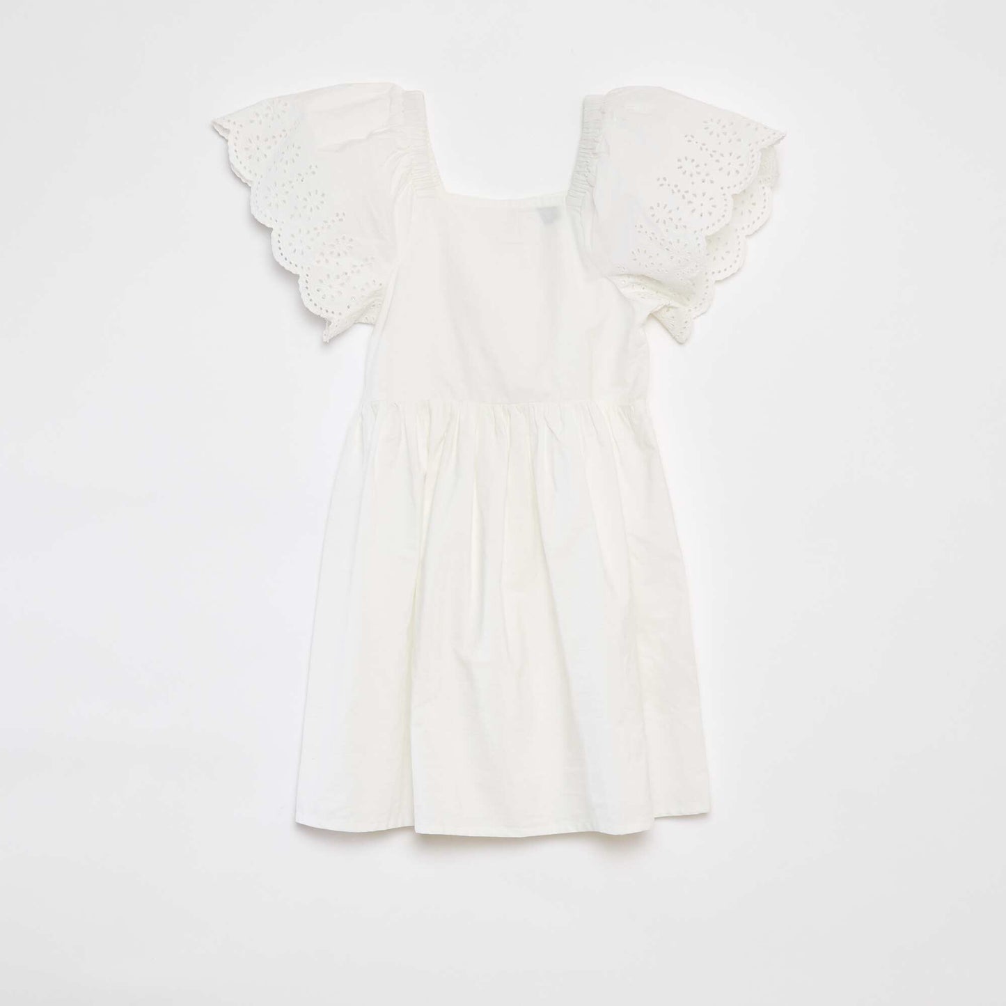 Robe à manches courtes avec broderies anglaises BLANC