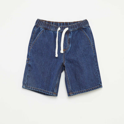 Bermuda en jean avec cordons de serrage BLEU