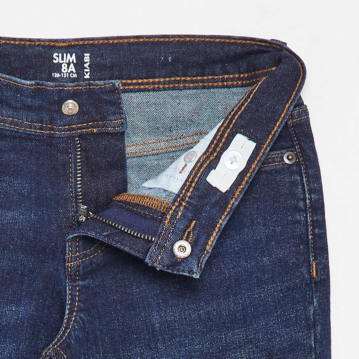 Jean slim avec taille ajustable BLEU