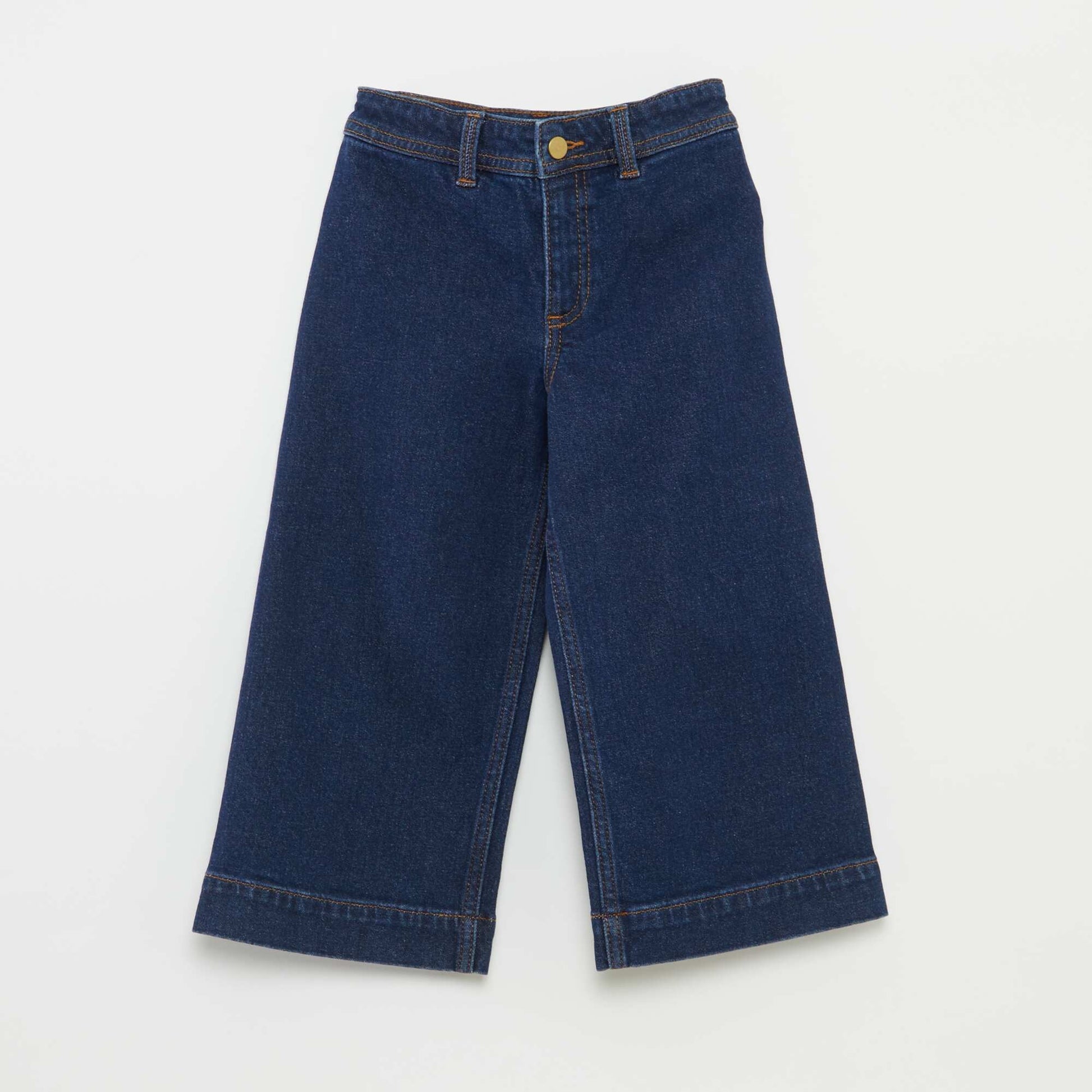 Pantalon wide leg cropped en denim BLEU