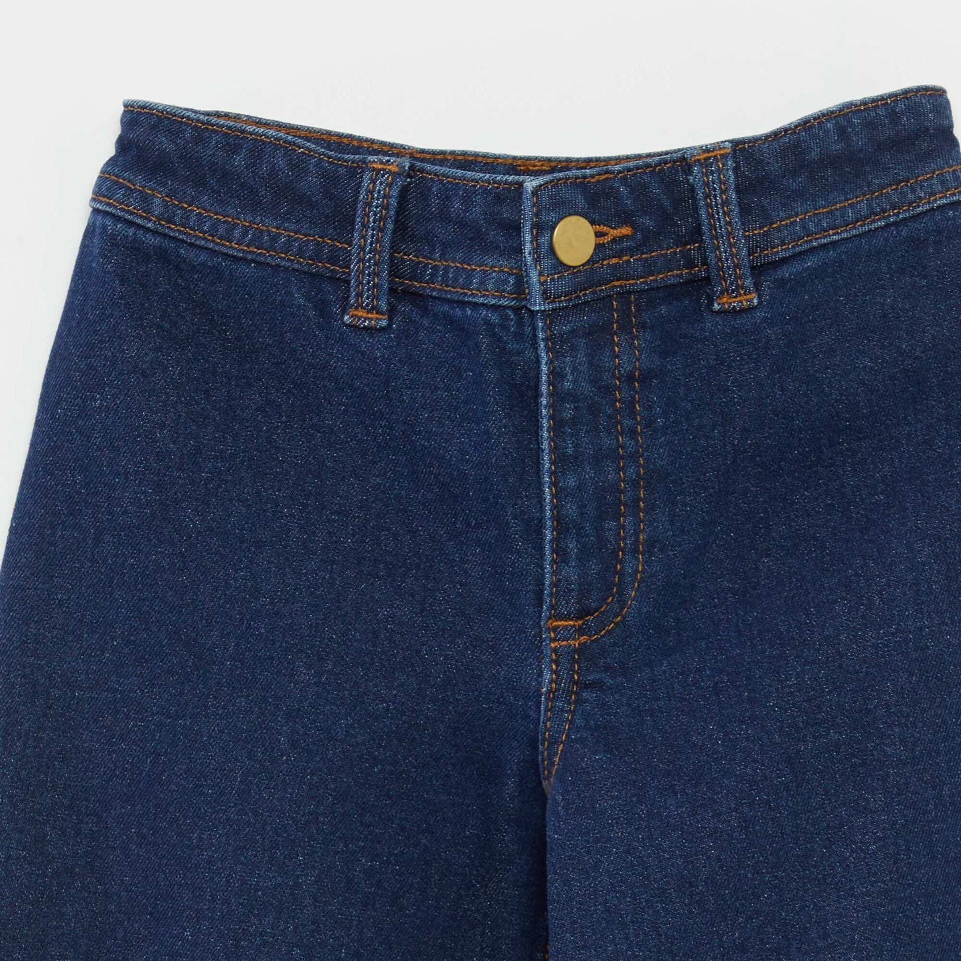Pantalon wide leg cropped en denim BLEU