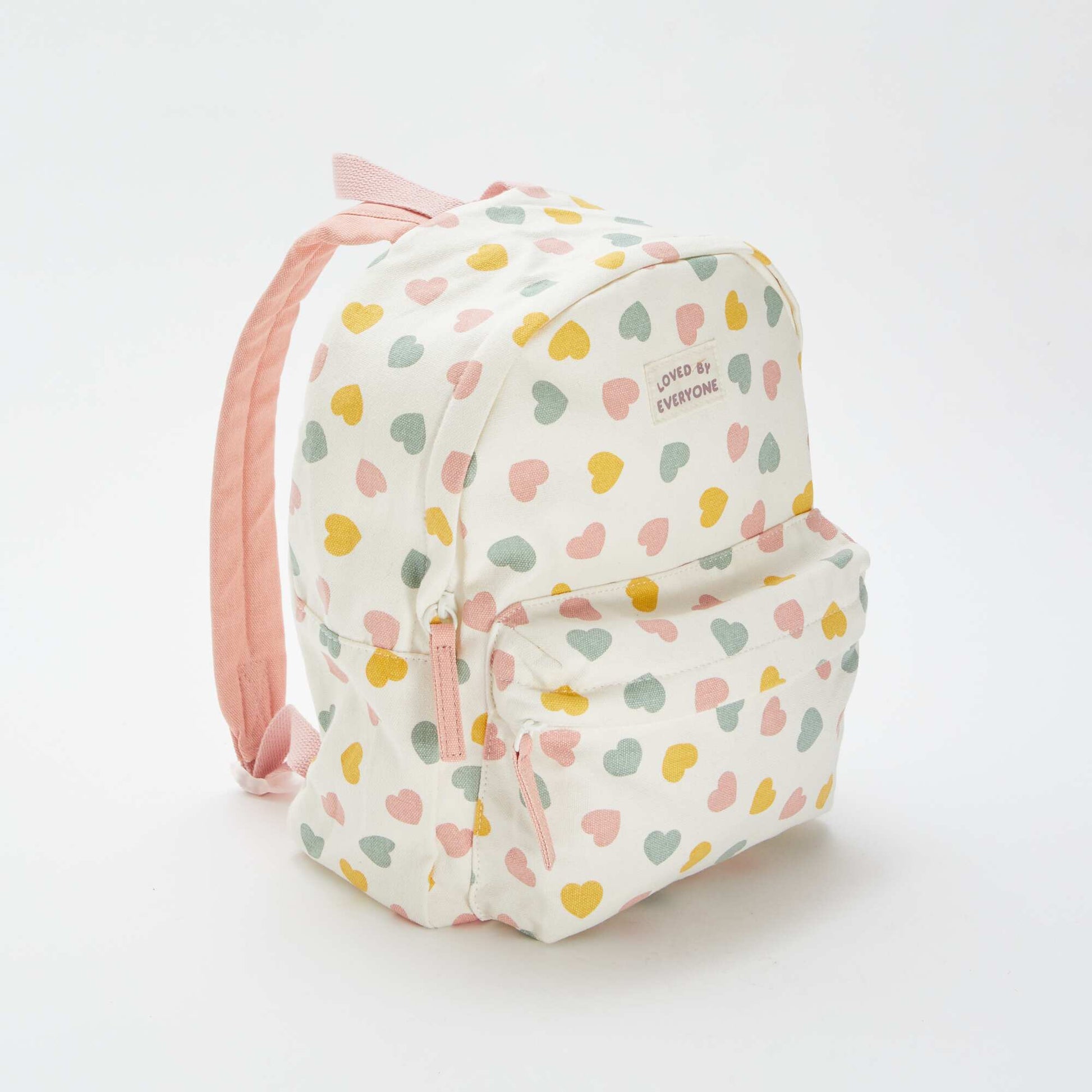 Sac à dos à 2 compartiments motif 'cœur' BEIGE