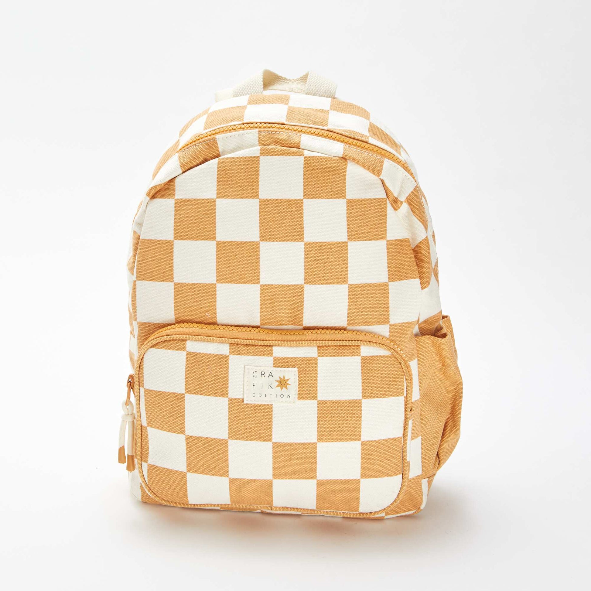 Sac à dos à carreaux avec  compartiments JAUNE
