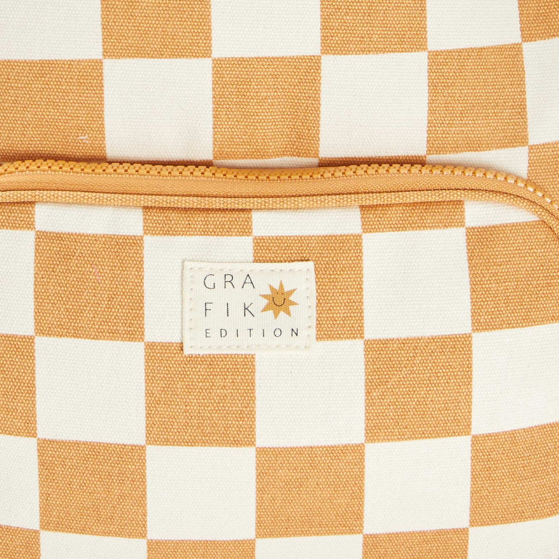 Sac à dos à carreaux avec  compartiments JAUNE