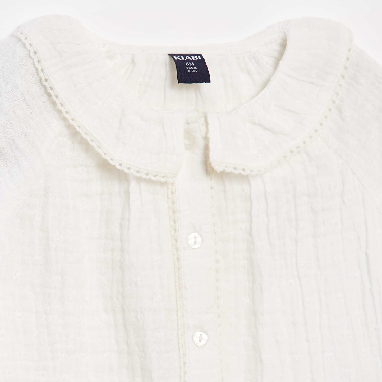 Blouse plumetis en gaze de coton BLANC