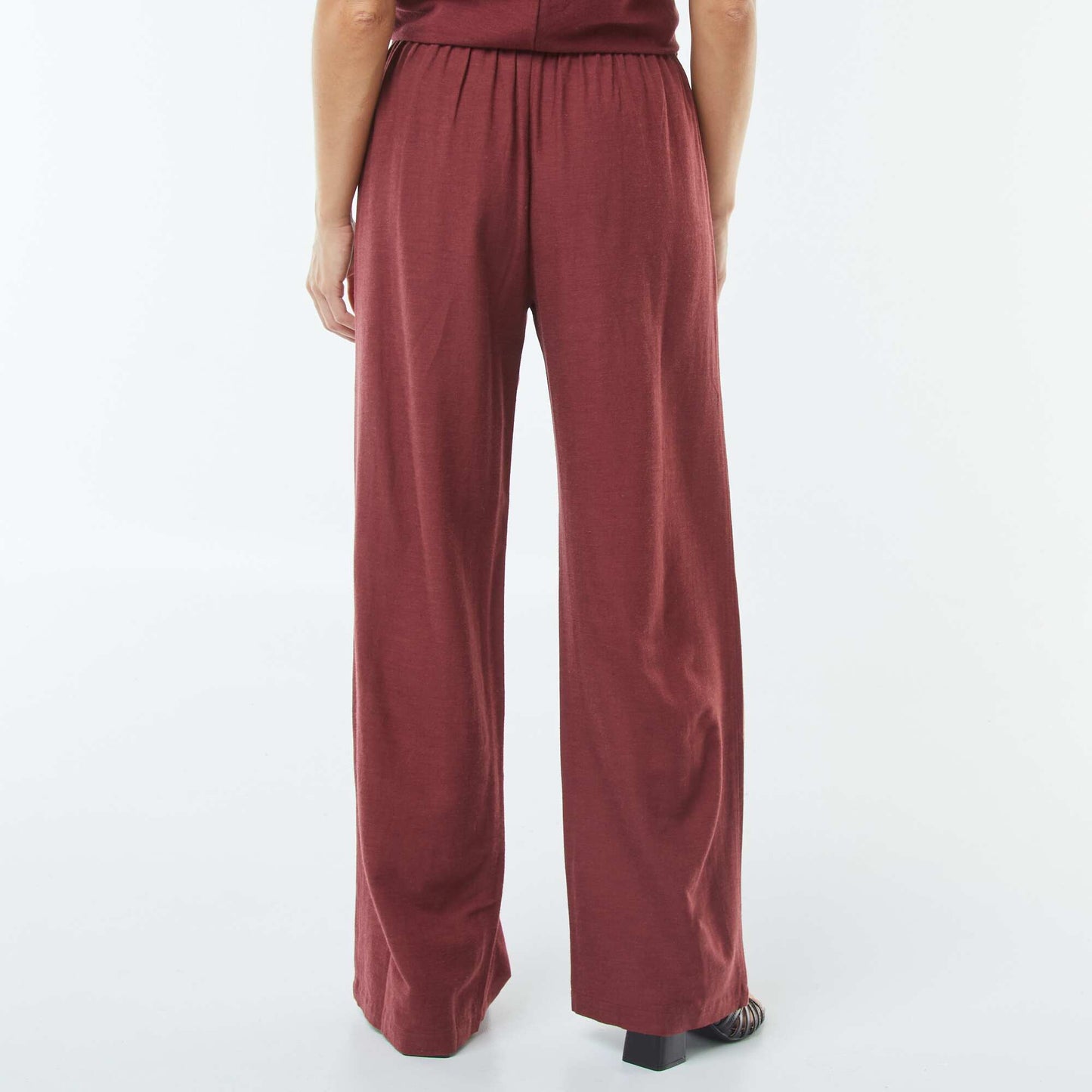 Pantalon wide leg en lin mélangé ROUGE