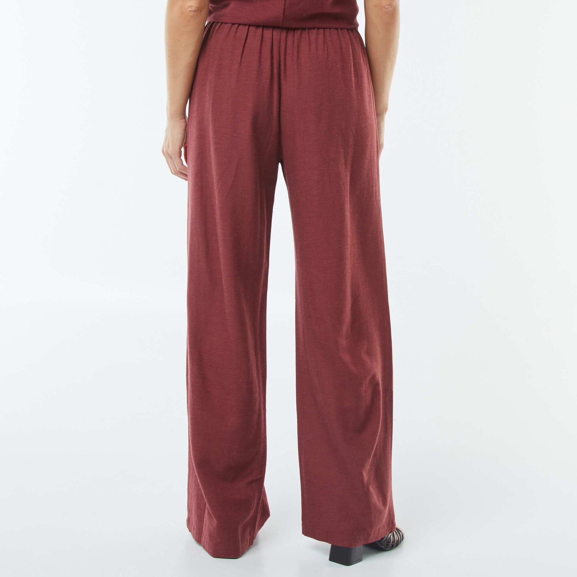 Pantalon wide leg en lin mélangé ROUGE