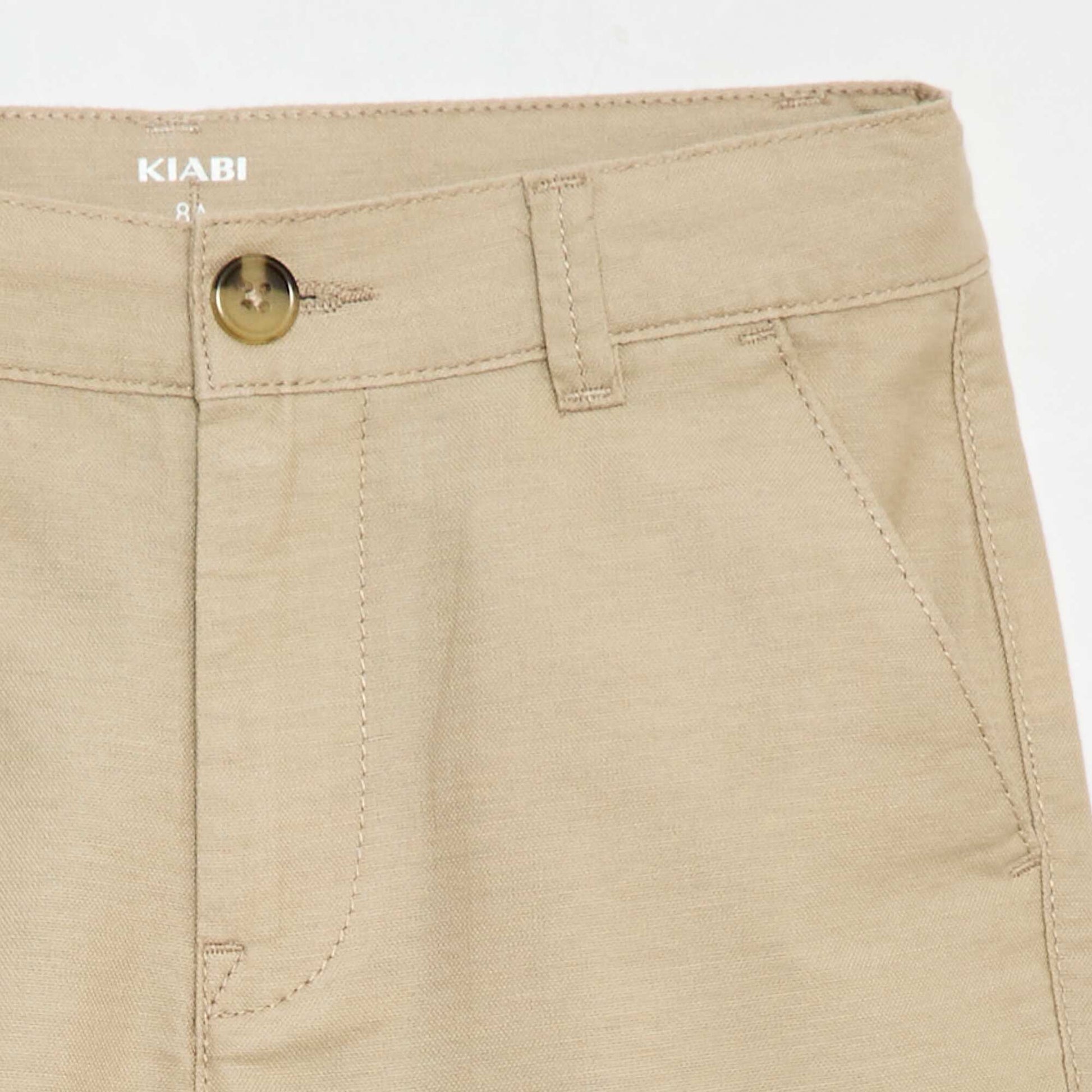 Chino de cérémonie en coton uni BEIGE