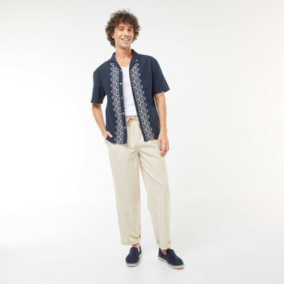 Pantalon en lin mélangé coupe droite BEIGE