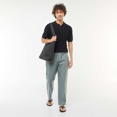 Pantalon en lin mélangé coupe droite VERT