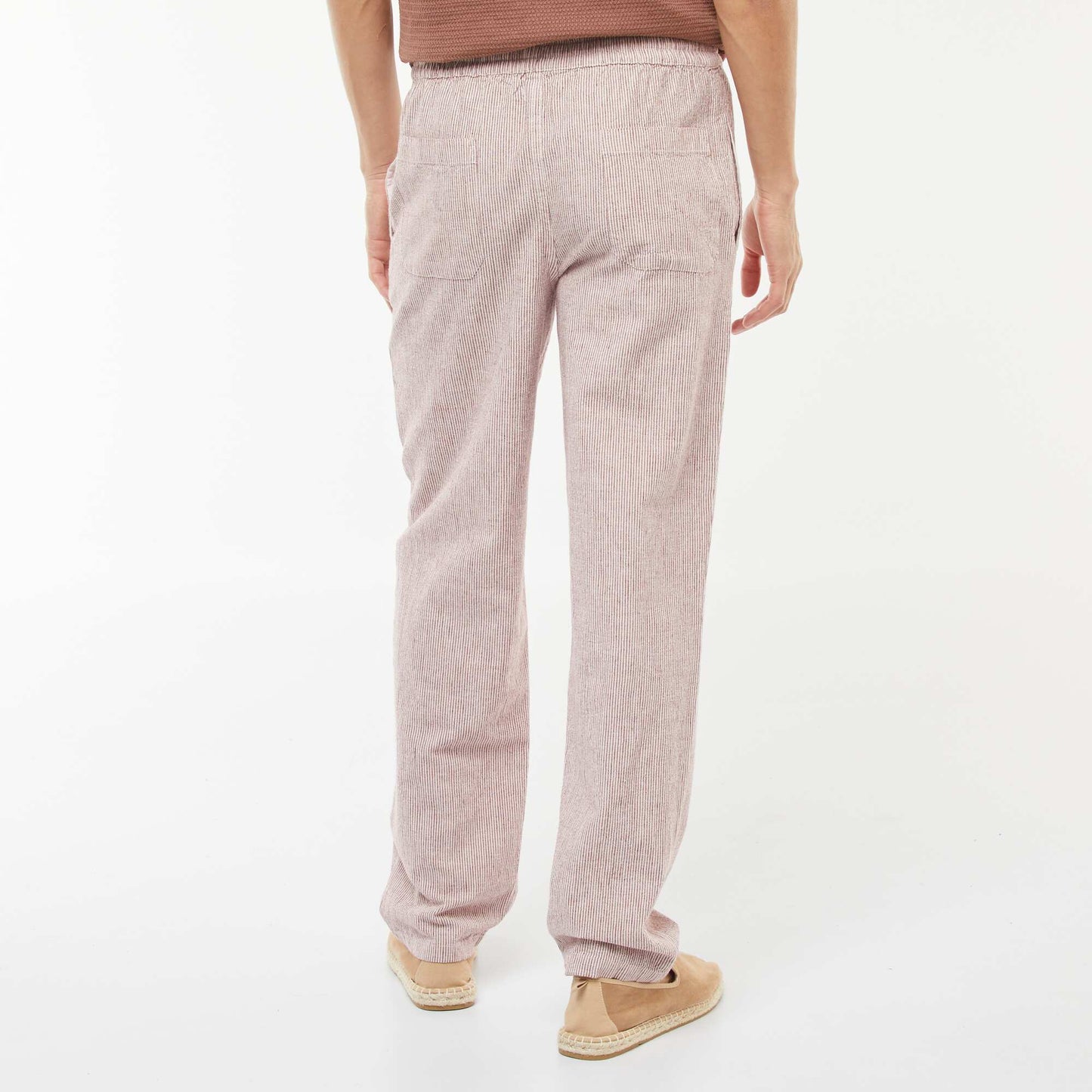 Pantalon en lin mélangé coupe droite ROUGE
