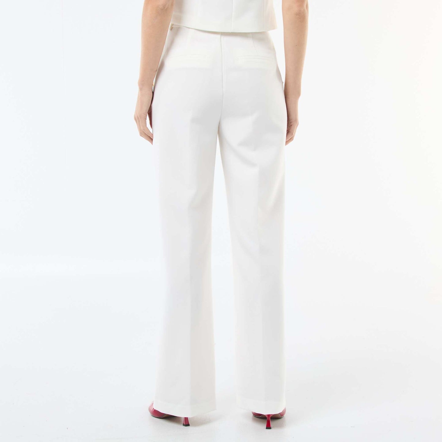 Pantalon de tailleur large avec boutons dorés BEIGE