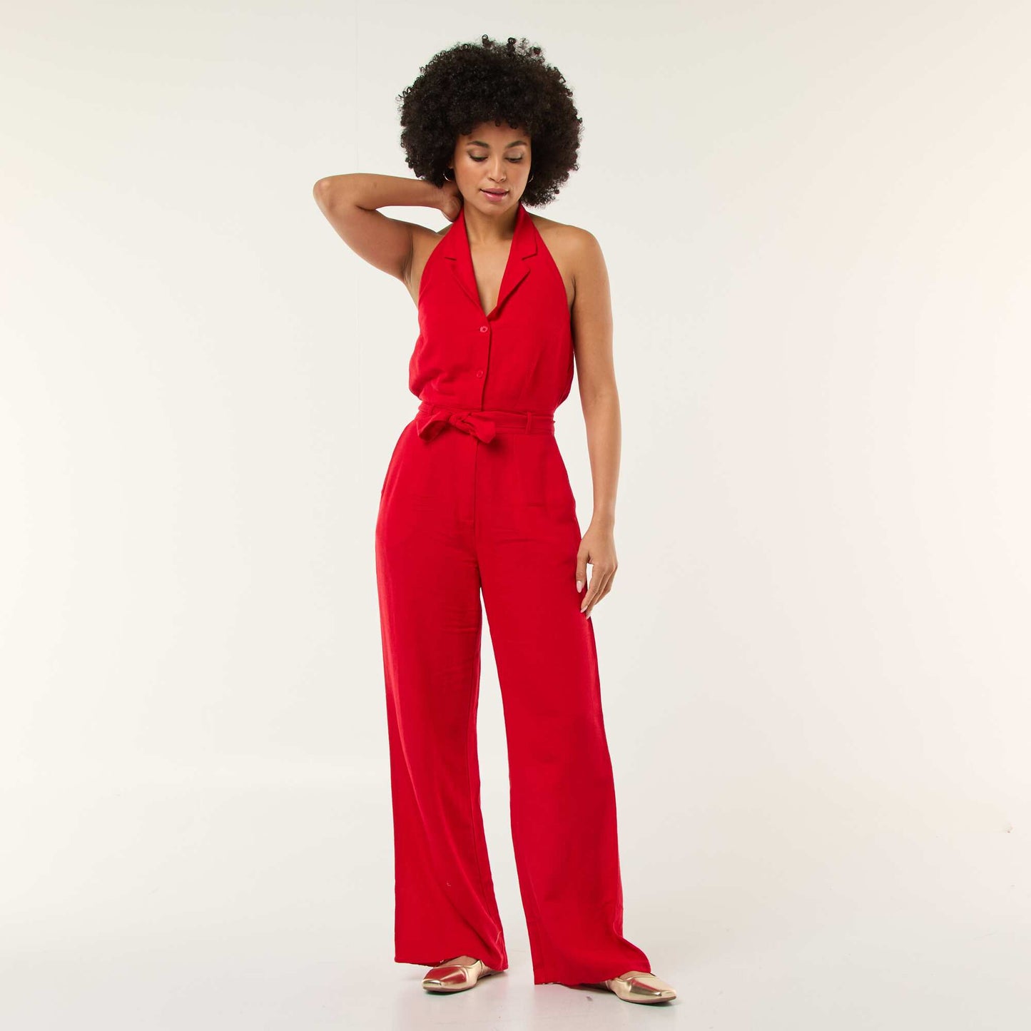 Combinaison pantalon avec dos nu ROUGE