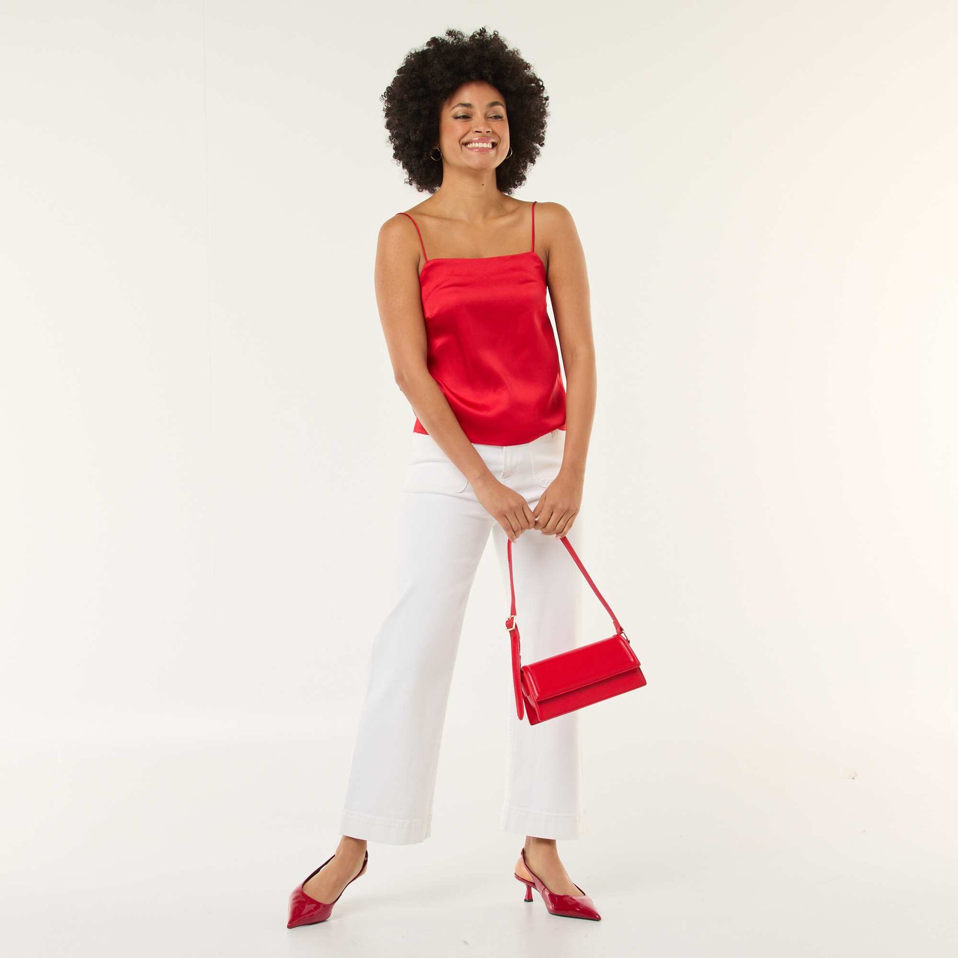 Débardeur court en satin ROUGE