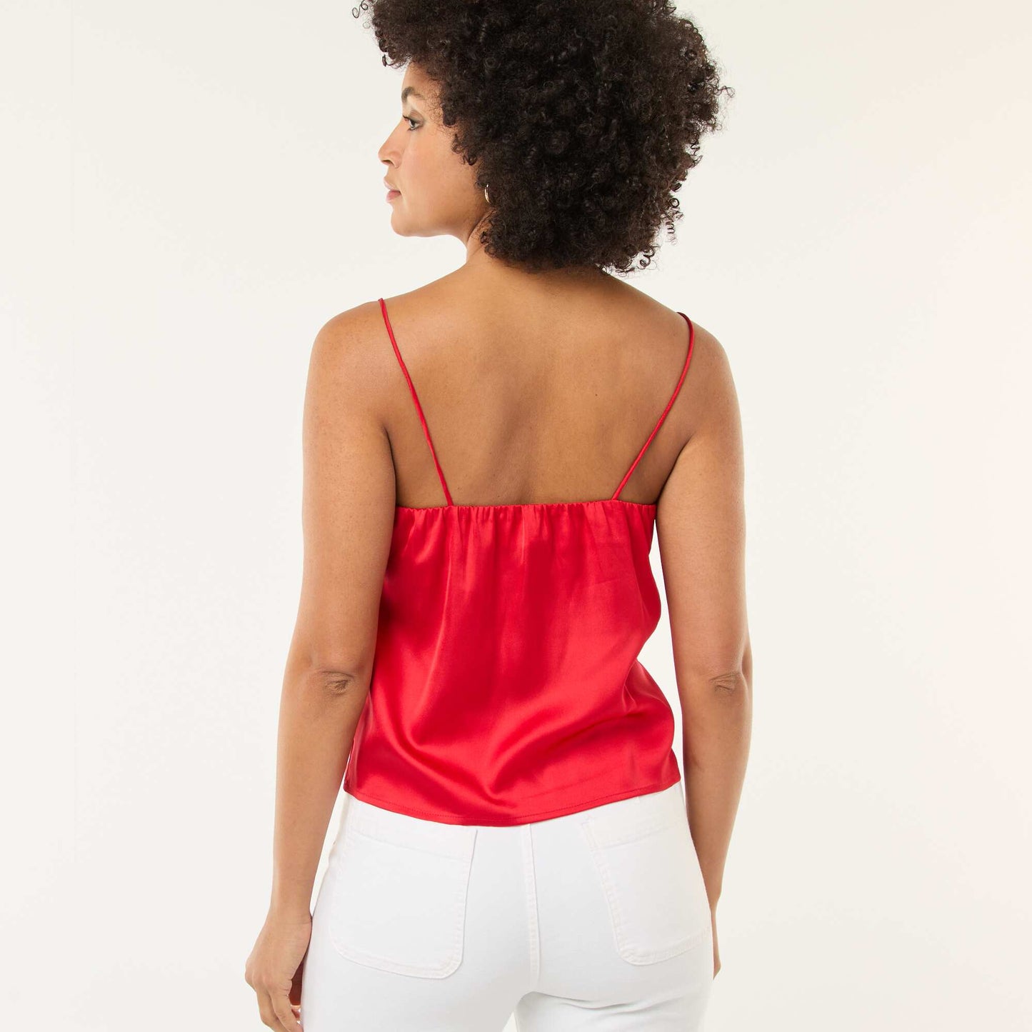 Débardeur court en satin ROUGE