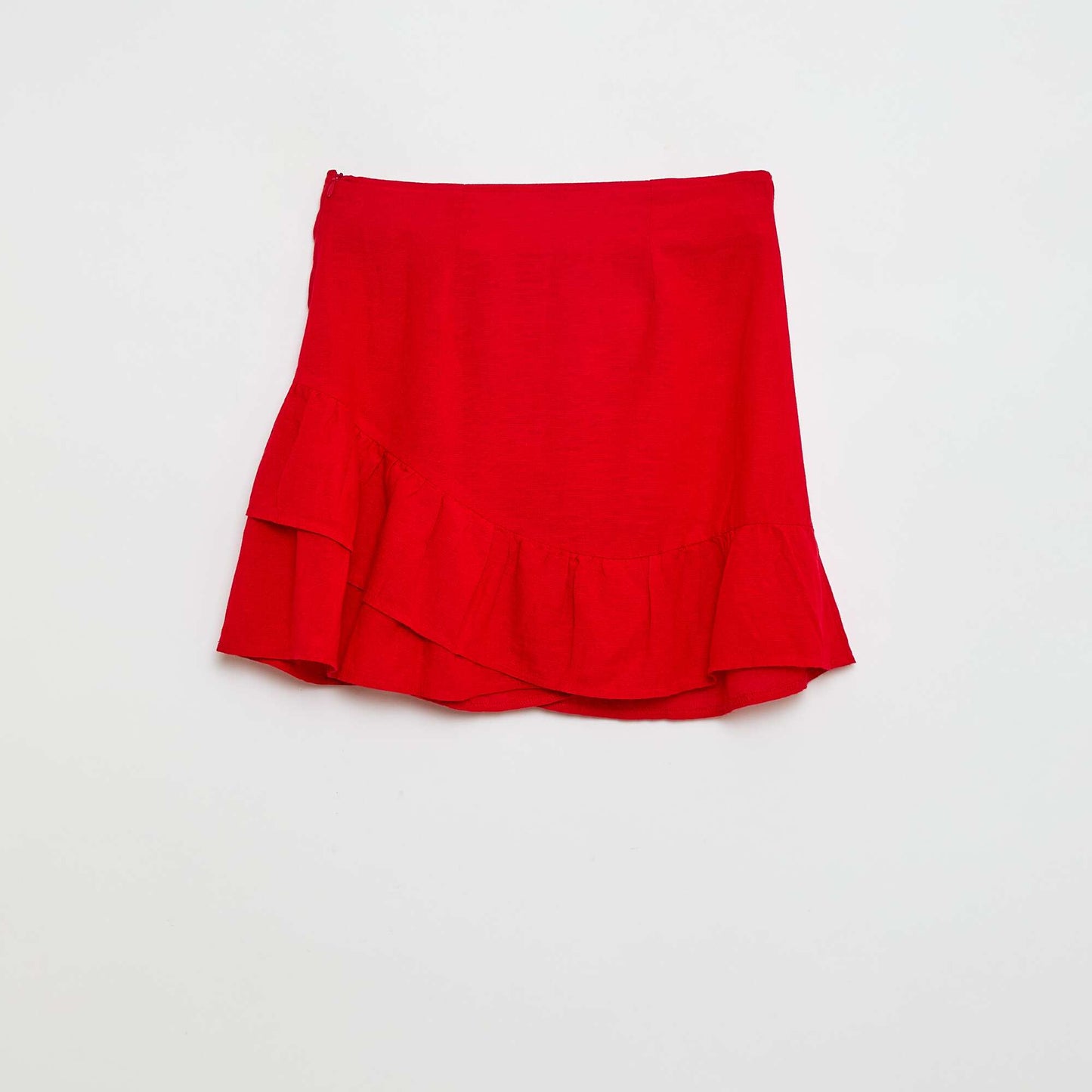 Jupe courte en lin uni ROUGE