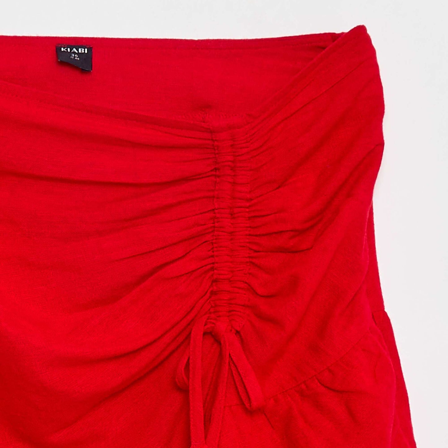 Jupe courte en lin uni ROUGE