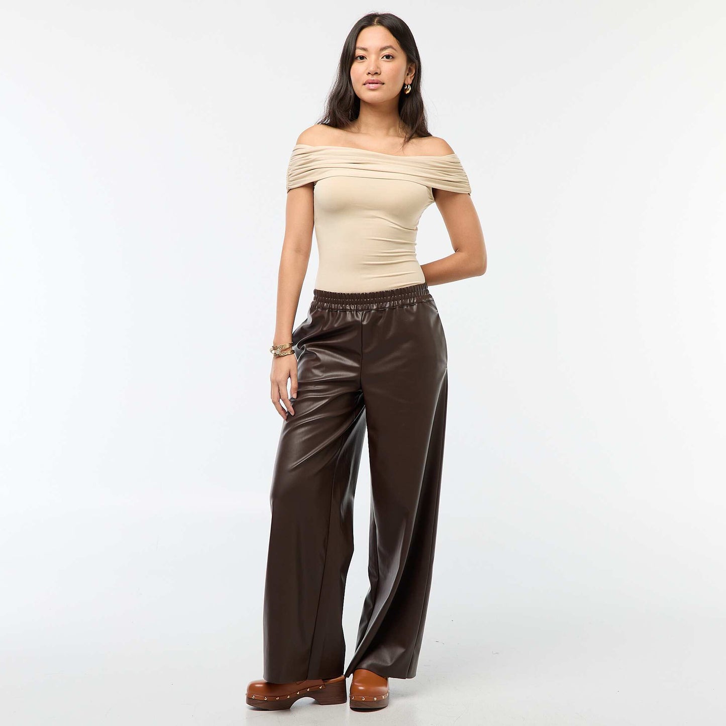 Top stretch col bardot BEIGE